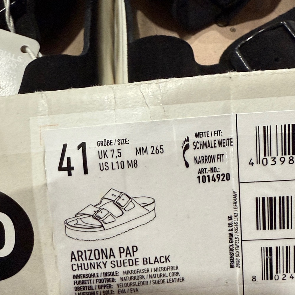 Papillio by Birkenstock Arizona PAP chunky suede black size 41 narrow fit - Picture 7 of 7